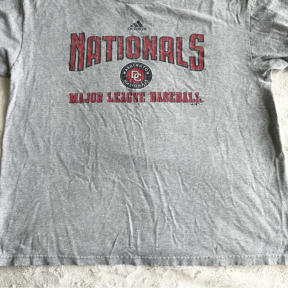 Vintage Washington Nationals Shirt Tee Mens Medium Gray Adidas DC Spell Out MLB - Picture 5 of 12